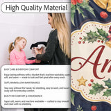 Christmas Bells Holly Leaves Gift Boxes Festive Dark Seamless Lovely  Personalised Custom Name Super Soft Fleece Blanket Bed Sofa Throw