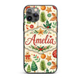 Cute Christmas Ornaments Candy Cane Citrus Leaves Custom Name Protective Phone Case Mobile Cover Durable Everyday Smartphone Shock Resistant