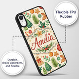 Cute Christmas Ornaments Candy Cane Citrus Leaves Custom Name Protective Phone Case Mobile Cover Durable Everyday Smartphone Shock Resistant