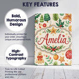 Personalised Name Cute Christmas Ornaments Custom  Unique Gift Idea Elegant Feature Canvas Wall Art Print Decor Picture Ready to Hang