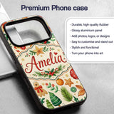 Cute Christmas Ornaments Candy Cane Citrus Leaves Custom Name Protective Phone Case Mobile Cover Durable Everyday Smartphone Shock Resistant