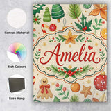 Personalised Name Cute Christmas Ornaments Custom  Unique Gift Idea Elegant Feature Canvas Wall Art Print Decor Picture Ready to Hang
