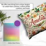 Custom Name Christmas Ornaments Candy Cane Citrus Leaves Festive Square Filled Cushion Throw Pillow Sofa Bed Home Decor Zip Washable UK Made