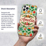 Colorful Christmas Baubles Stars Pine Branches Custom Name Protective Phone Case Mobile Cover Durable Everyday Smartphone Shock Resistant