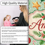 Colorful Christmas Baubles Stars Pine Branches Festive Seamless  Personalised Custom Name Super Soft Fleece Blanket Bed Sofa Throw