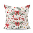 Custom Name Elegant Christmas Bows Holly Leaves Festive Seamless Square Filled Cushion Throw Pillow Sofa Bed Home Decor Zip Washable UK Made