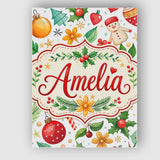 Personalised Name Cute Christmas Tree Custom Modern Room Accent Creative Decorator Style Canvas Wall Art Print Decor Picture Ready to Hang