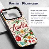 Cute Christmas Tree Snowman Candy Cane Baubles Custom Name Protective Phone Case Mobile Cover Durable Everyday Smartphone Shock Resistant