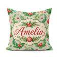Custom Name Watercolor Christmas Wreath Baubles Branches Festive Square Filled Cushion Throw Pillow Sofa Bed Home Decor Zip Washable UK Made