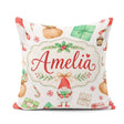 Custom Name Christmas Gnome Holding Candy Cane Presents Seamless Square Filled Cushion Throw Pillow Sofa Bed Home Decor Zip Washable UK Made