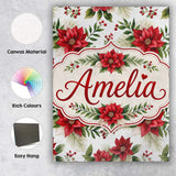 Personalised Name Elegant Poinsettia Custom Premium Decorative Design Modern Room Accent Canvas Wall Art Print Decor Picture Ready to Hang