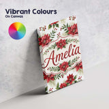 Personalised Name Elegant Poinsettia Custom Premium Decorative Design Modern Room Accent Canvas Wall Art Print Decor Picture Ready to Hang