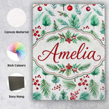 Personalised Name Watercolor Pine Branches Custom  Unique Gift Idea Elegant Feature Canvas Wall Art Print Decor Picture Ready to Hang