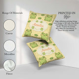 Custom Name Cute Frog Lily Pad Cartoon Animal Pattern Gift Idea Square Filled Cushion Throw Pillow Sofa Bed Home Decor Zip Washable UK Made
