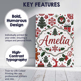 Personalised Name Cute Christmas Tree Custom Modern Room Accent Creative Decorator Style Canvas Wall Art Print Decor Picture Ready to Hang