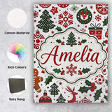 Personalised Name Cute Christmas Tree Custom Modern Room Accent Creative Decorator Style Canvas Wall Art Print Decor Picture Ready to Hang
