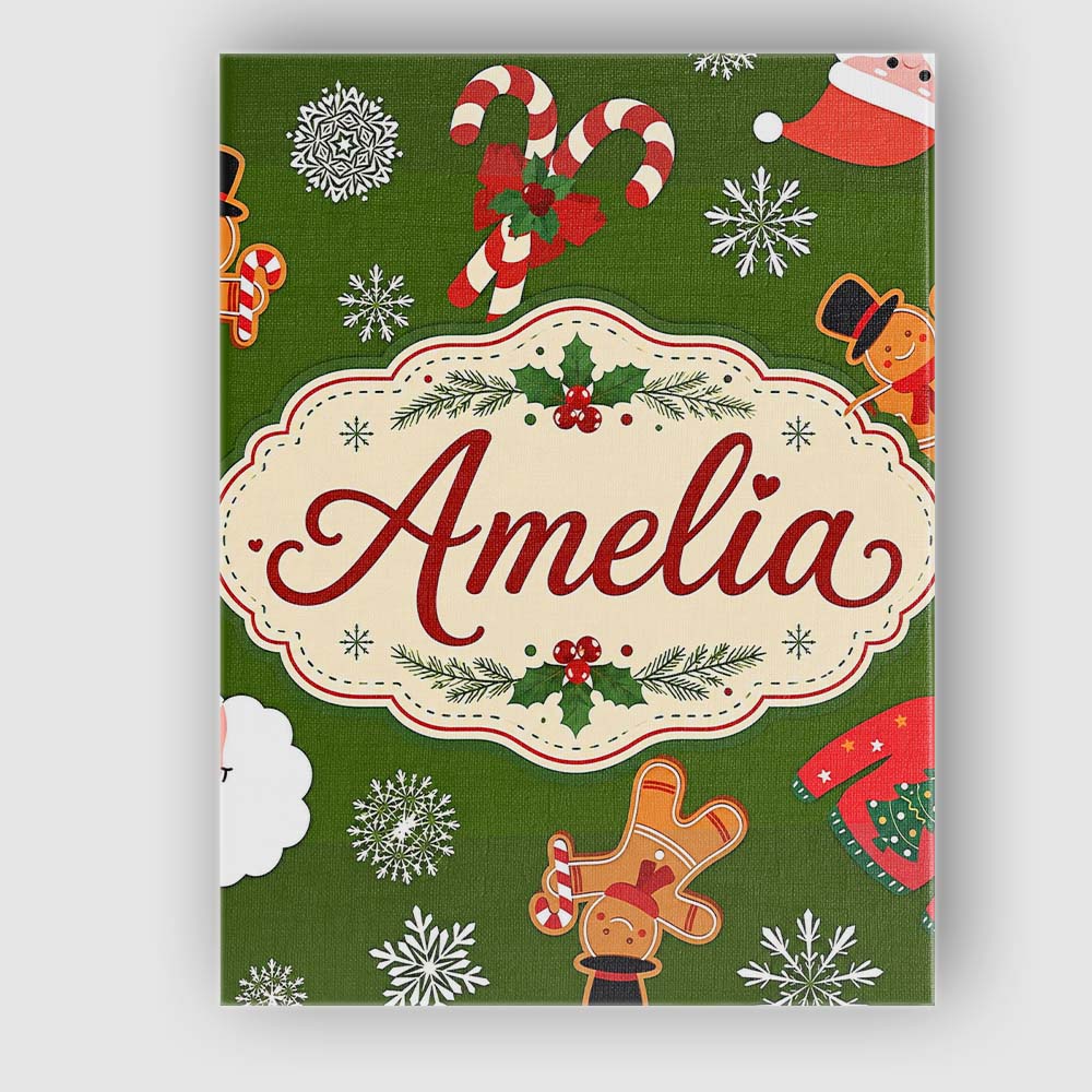 Personalised Name Cute Cartoon Reindeer Custom  Modern Room Accent Elegant Feature Canvas Wall Art Print Decor Picture Ready to Hang