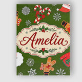 Personalised Name Cute Cartoon Reindeer Custom  Modern Room Accent Elegant Feature Canvas Wall Art Print Decor Picture Ready to Hang