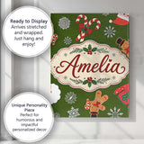 Personalised Name Cute Cartoon Reindeer Custom  Modern Room Accent Elegant Feature Canvas Wall Art Print Decor Picture Ready to Hang