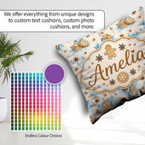 Custom Name Watercolor Gingerbread Man Candy Cane Sweet Seamless Square Filled Cushion Throw Pillow Sofa Bed Home Decor Zip Washable UK Made