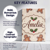 Personalised Name Gingerbread Cookies Holly Custom  Bespoke Interior Contemporary Canvas Wall Art Print Decor Picture Ready to Hang