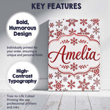Personalised Name Red Snowflake Winter Custom  Modern Room Accent Elegant Feature Canvas Wall Art Print Decor Picture Ready to Hang