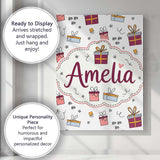 Personalised Name Cute Christmas Gift Boxes Custom  Bespoke Interior Contemporary Canvas Wall Art Print Decor Picture Ready to Hang
