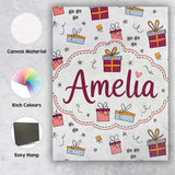 Personalised Name Cute Christmas Gift Boxes Custom  Bespoke Interior Contemporary Canvas Wall Art Print Decor Picture Ready to Hang