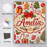 Personalised Name Cute Christmas Tree Gifts Custom  Bespoke Interior Contemporary Canvas Wall Art Print Decor Picture Ready to Hang