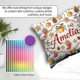Custom Name Cute Christmas Apples Pinecone Cookies Bows Seamless Square Filled Cushion Throw Pillow Sofa Bed Home Decor Zip Washable UK Made