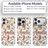 Cute Christmas Apples Pinecone Printed Design Custom Name Protective Phone Case Mobile Cover Durable Everyday Smartphone Shock Resistant