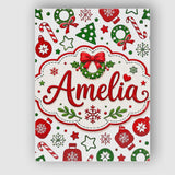 Personalised Name Cute Christmas Ornaments Custom  Unique Gift Idea Elegant Feature Canvas Wall Art Print Decor Picture Ready to Hang