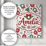 Personalised Name Cute Christmas Ornaments Custom  Unique Gift Idea Elegant Feature Canvas Wall Art Print Decor Picture Ready to Hang