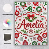 Personalised Name Cute Christmas Ornaments Custom  Unique Gift Idea Elegant Feature Canvas Wall Art Print Decor Picture Ready to Hang