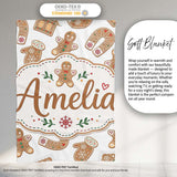 Cute Gingerbread Cookies Mittens Houses Seamless Pattern Lovely  Personalised Custom Name Super Soft Fleece Blanket Bed Sofa Throw