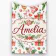Cute Christmas Stocking Gifts Holly Leaves Seamless Pattern Lovely  Personalised Custom Name Super Soft Fleece Blanket Bed Sofa Throw