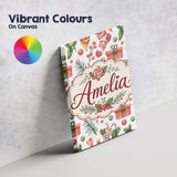Personalised Name Cute Christmas Stocking Custom  Unique Gift Idea Elegant Feature Canvas Wall Art Print Decor Picture Ready to Hang