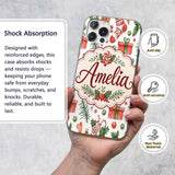Cute Christmas Stocking Gifts Printed Design Custom Name Protective Phone Case Mobile Cover Durable Everyday Smartphone Shock Resistant