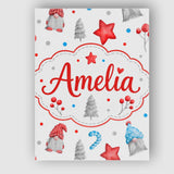 Personalised Name Cute Christmas Gnome Custom  Modern Room Accent Elegant Feature Canvas Wall Art Print Decor Picture Ready to Hang