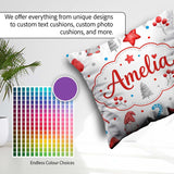 Custom Name Christmas Gnome Candy Cane Gifts Seamless Pattern Square Filled Cushion Throw Pillow Sofa Bed Home Decor Zip Washable UK Made