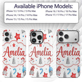 Cute Christmas Gnome Candy Cane Gifts Seamless Custom Name Protective Phone Case Mobile Cover Durable Everyday Smartphone Shock Resistant