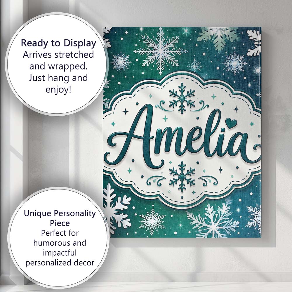 Personalised Name Elegant Blue Green Custom Premium Decorative Design Modern Room Accent Canvas Wall Art Print Decor Picture Ready to Hang