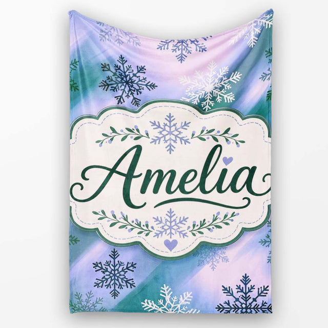 Abstract Snowflake Gradient Winter Seamless Pattern Cute Unique Gift  Personalised Custom Name Super Soft Fleece Blanket Bed Sofa Throw
