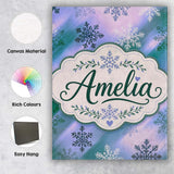 Personalised Name Abstract Snowflake Custom Premium Decorative Design Modern Room Accent Canvas Wall Art Print Decor Picture Ready to Hang