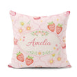 Custom Name Strawberry Daisy Seamless Pattern Soft Pink Coquette Square Filled Cushion Throw Pillow Sofa Bed Home Decor Zip Washable UK Made