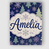 Personalised Name Elegant Winter Snowflakes Custom  Bespoke Interior Contemporary Canvas Wall Art Print Decor Picture Ready to Hang