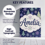 Personalised Name Elegant Winter Snowflakes Custom  Bespoke Interior Contemporary Canvas Wall Art Print Decor Picture Ready to Hang