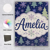 Personalised Name Elegant Winter Snowflakes Custom  Bespoke Interior Contemporary Canvas Wall Art Print Decor Picture Ready to Hang