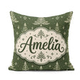 Custom Name Classic White Fir Trees Style Green Seamless Pattern Square Filled Cushion Throw Pillow Sofa Bed Home Decor Zip Washable UK Made