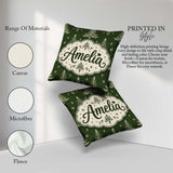 Custom Name Classic White Fir Trees Style Green Seamless Pattern Square Filled Cushion Throw Pillow Sofa Bed Home Decor Zip Washable UK Made